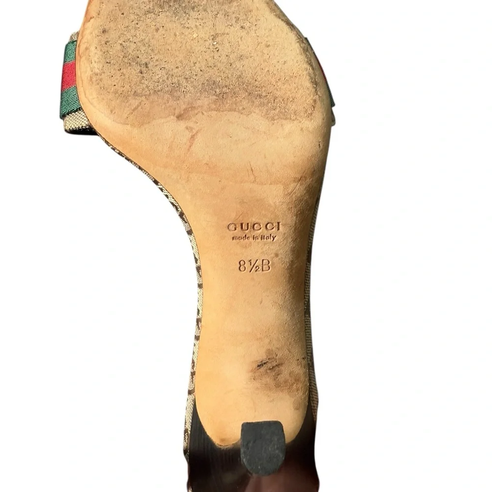 Gucci Tan and Green Open-Toe Sandals - Picture 7 of 7